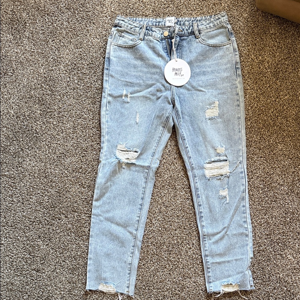 Princess Polly cropped Light Blue Boyfriend Jeans